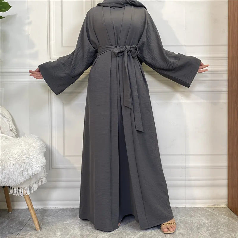 Abaya Long Dresses Open Kaftan Dubai Style 2 Piece Set Luxury Caftan Fashion