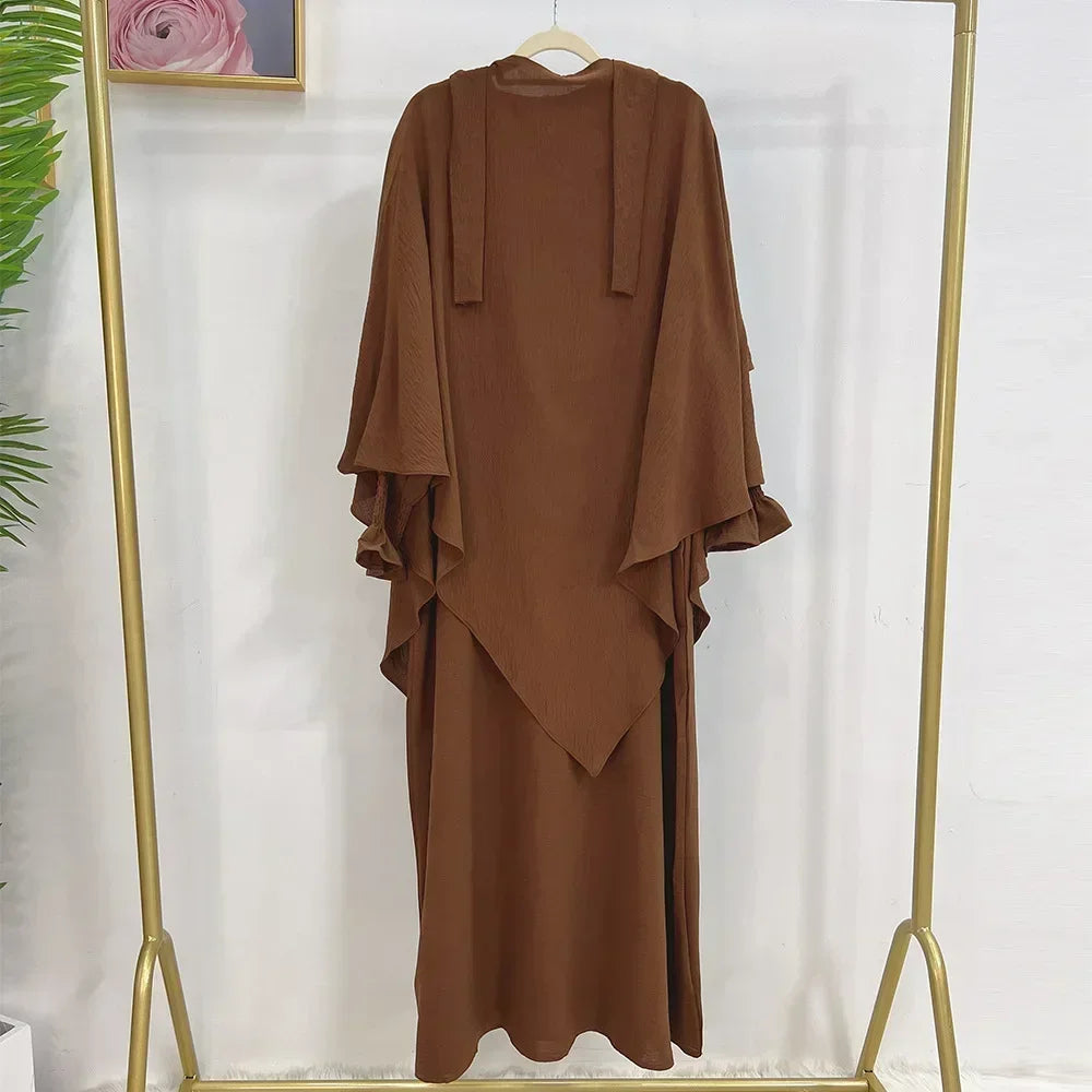 Abaya Jilbab 2 Piece Long Sleeve Hijab Dress Outfit