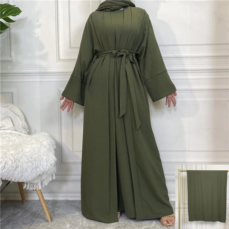 Abaya Long Dresses Open Kaftan Dubai Style 2 Piece Set Luxury Caftan Fashion