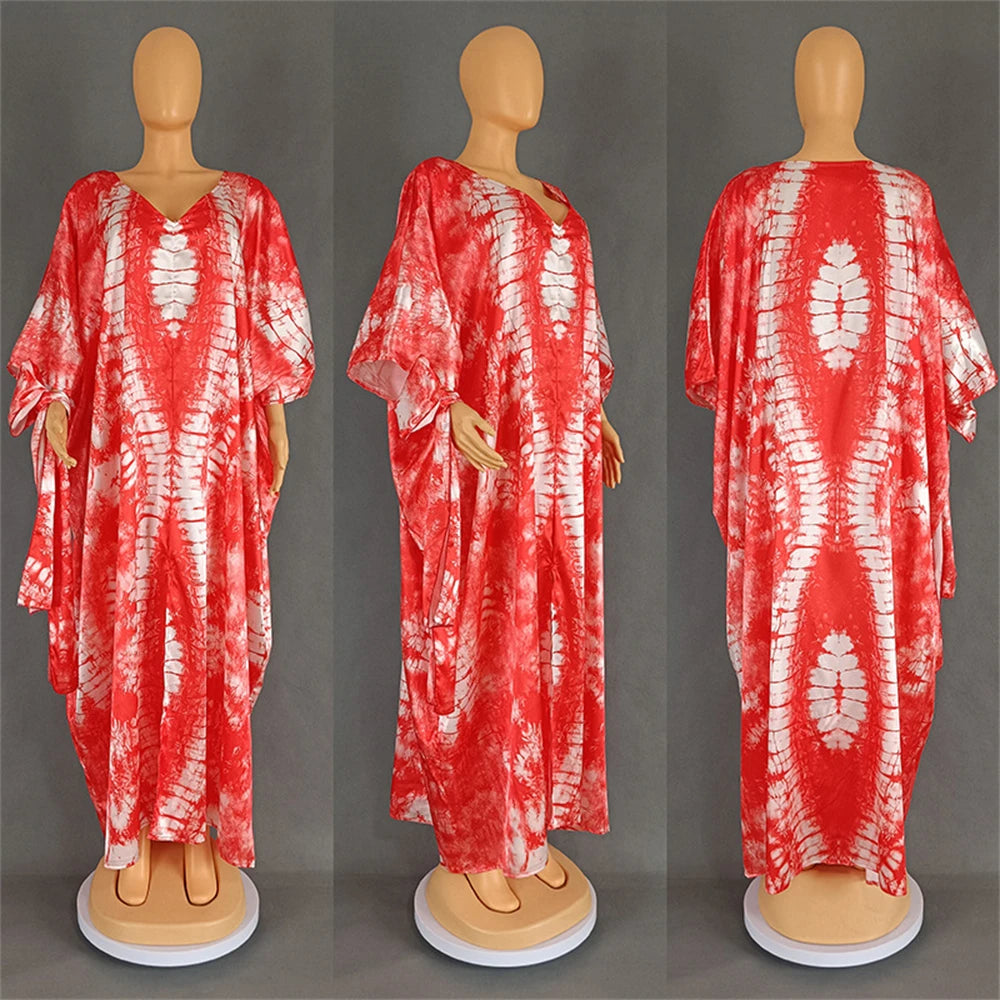 Abaya Hijab Kaftan Print Loose Boubou Robe Clothes Scarf Gown Caftan Dress