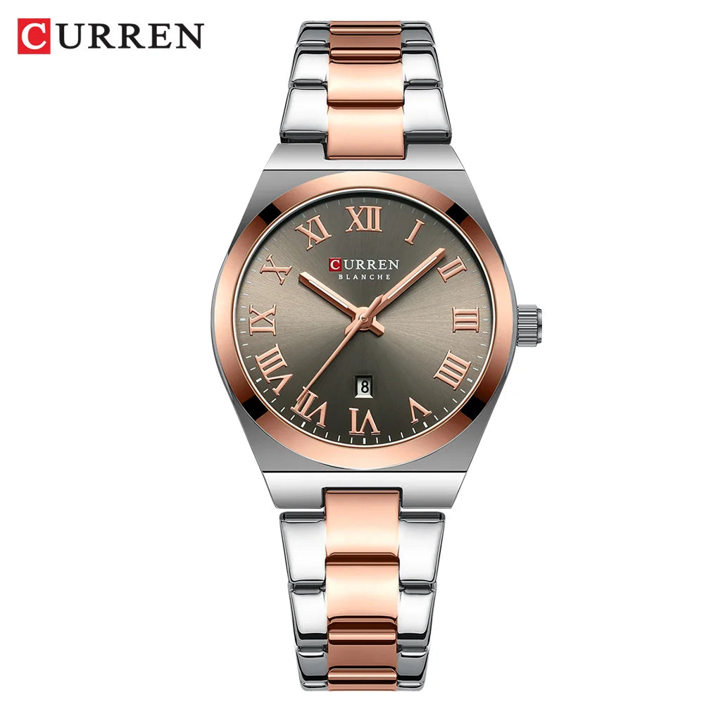 CURREN Luxury Women Watches Fashion Casual FemaleLadies Stainless Steel Quartz Wristwatches Life Waterproof Girlfriend Gift