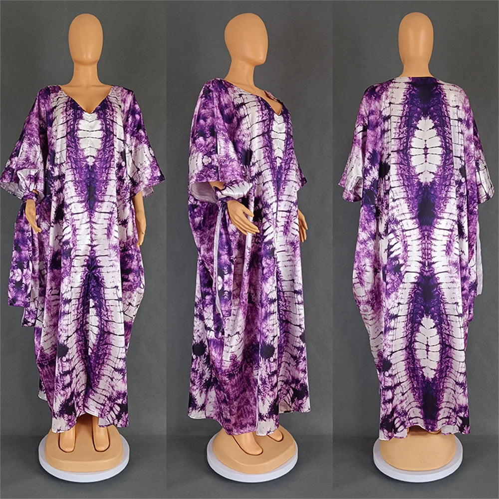 Abaya Hijab Kaftan Print Loose Boubou Robe Clothes Scarf Gown Caftan Dress