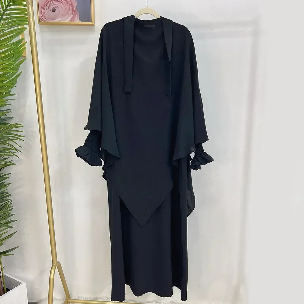 Abaya Jilbab 2 Piece Long Sleeve Hijab Dress Outfit