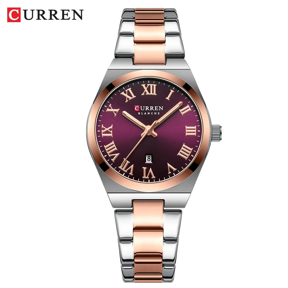 CURREN Luxury Women Watches Fashion Casual FemaleLadies Stainless Steel Quartz Wristwatches Life Waterproof Girlfriend Gift