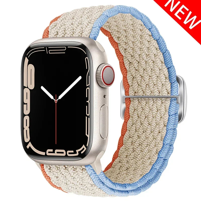 Braided Loop For Apple watch Strap 44mm 40mm 45mm 41mm 42mm 38mm 49mm Elastic Solo bracelet iWatch series 7 se 3 6 Ultra 8 Band