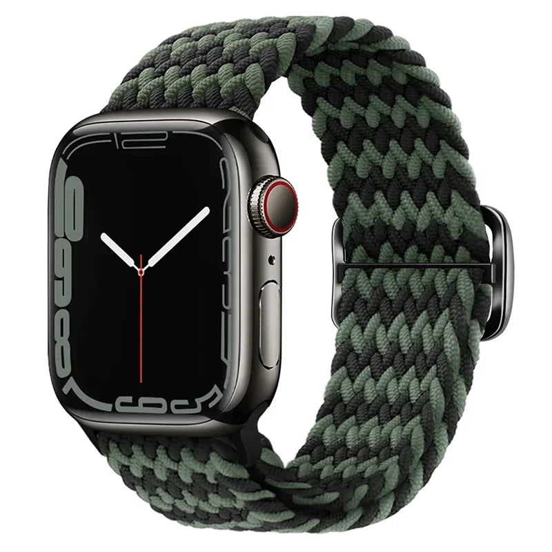 Braided Loop For Apple watch Strap 44mm 40mm 45mm 41mm 42mm 38mm 49mm Elastic Solo bracelet iWatch series 7 se 3 6 Ultra 8 Band